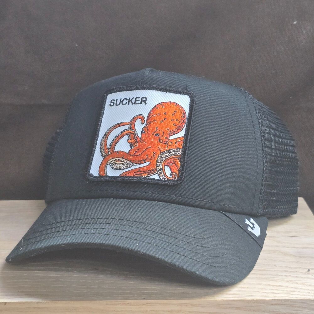 Goorin Bros The Farm Sucker Octopus Black Trucker Hat Snapback